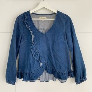 Denim Madewell ruffled blouse